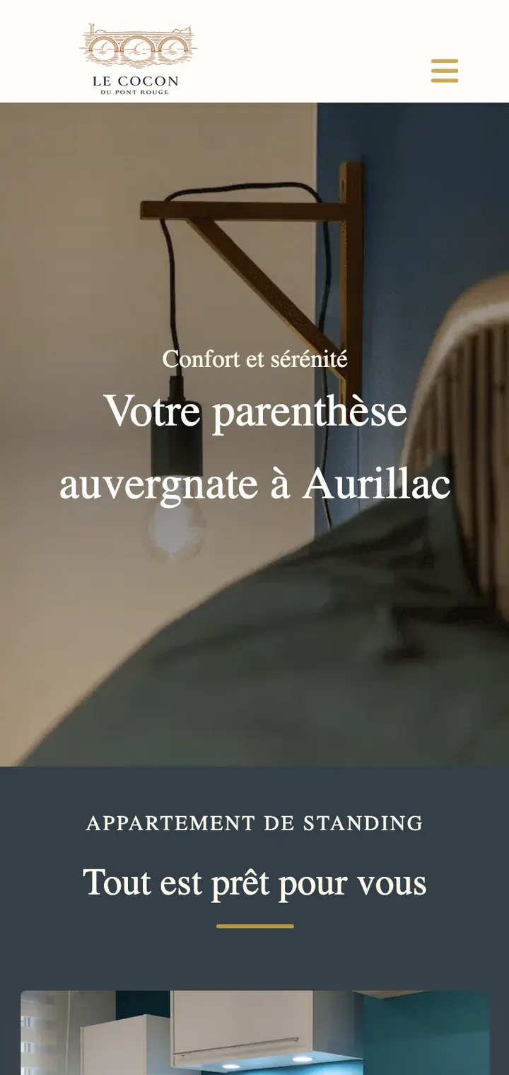 Page d’accueil du site Le Cocon du Pont Rouge sur mobile